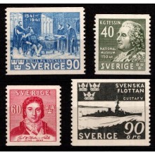 Fire forskellig svenske postfriske mærker.